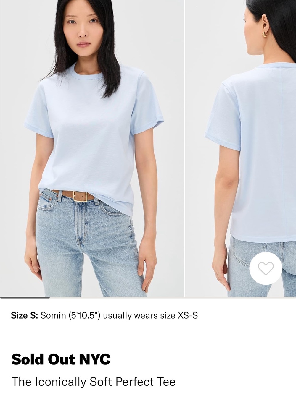 NWT Sold Out NYC The Iconically Soft Perfect Tee in azure size small